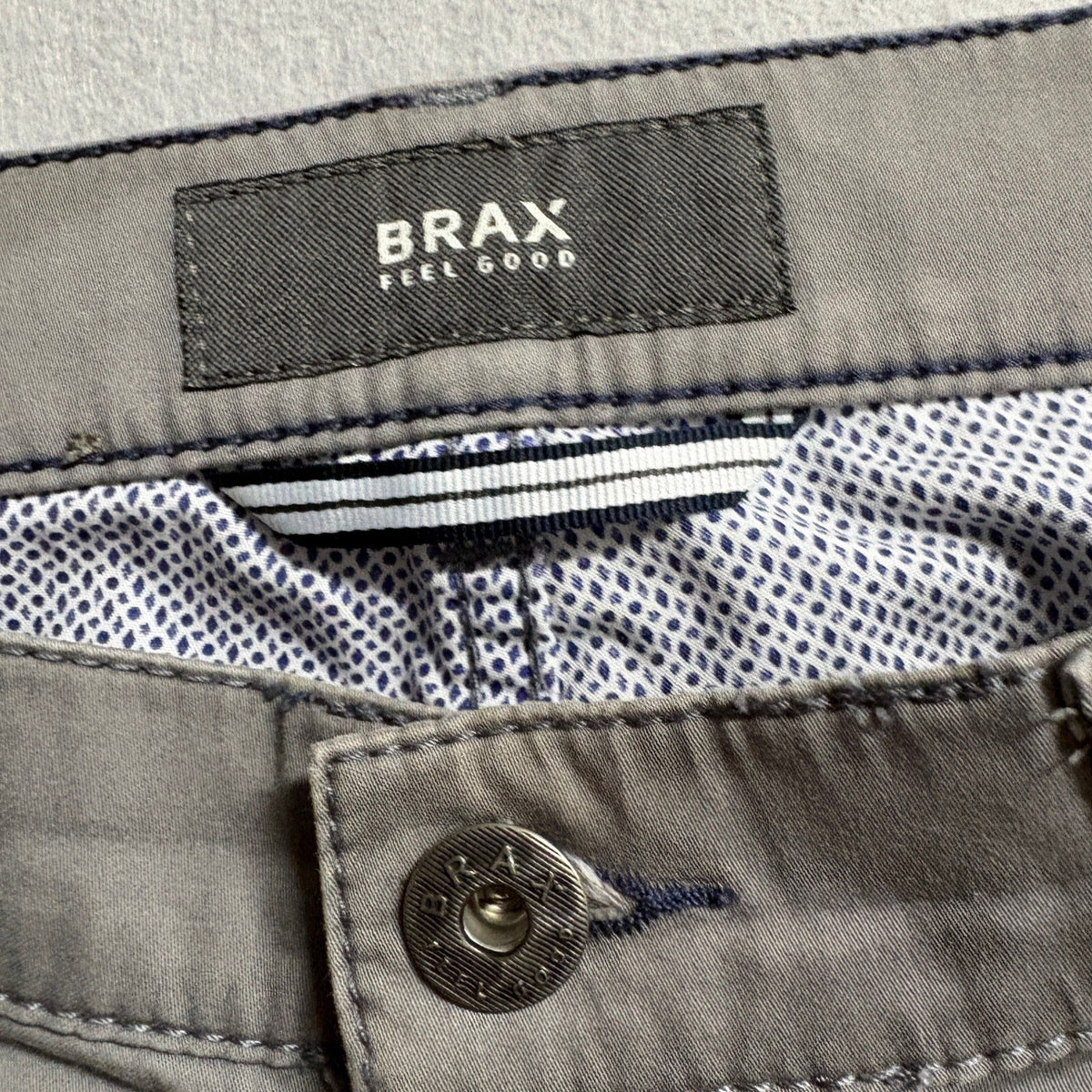Brax Cooper Regular Fit Pants Mens 32x32 Gray Cotton Blend Chino Straight Leg