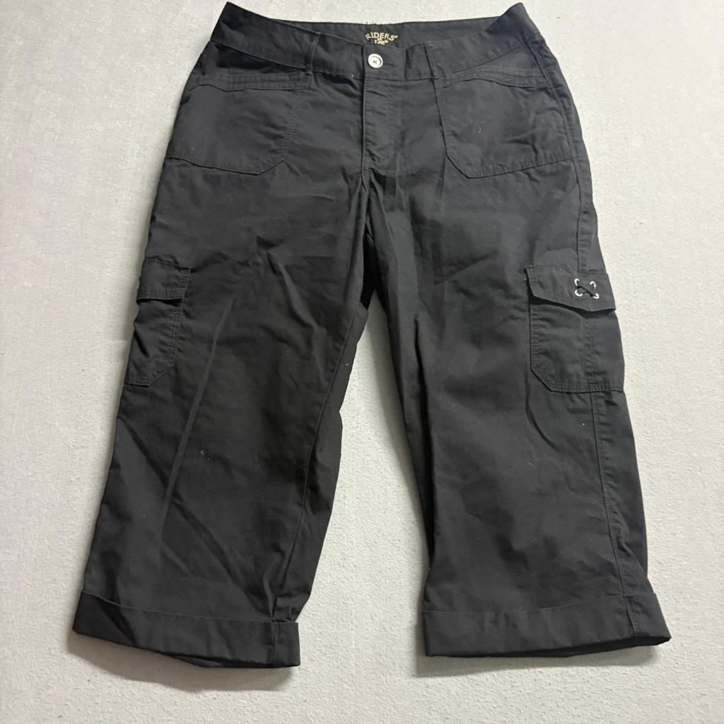 Riders by Lee Womens Cargo Capri Pants Size 12 Black Cotton Crop Utility Jeans