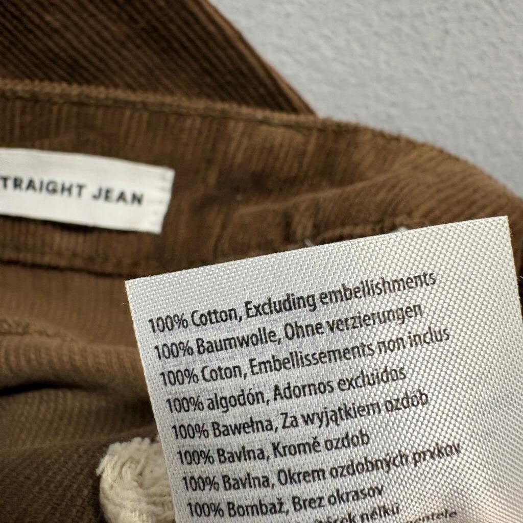 Cotton On Cord Straight Jean Womens Size 6 US Brown Corduroy High Rise Pants