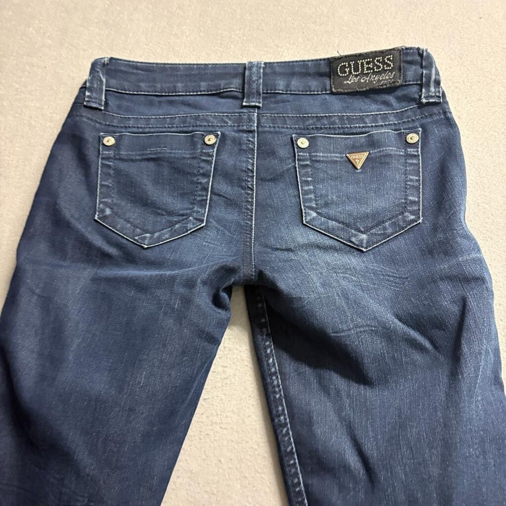 Guess Power Skinny Jeans Womens 26 Dark Wash Blue Denim Stretch Low Rise