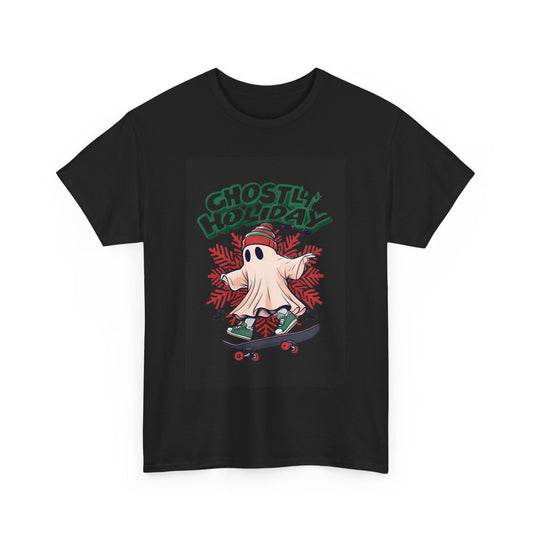 Unisex Heavy Cotton Tee Ghostly Holiday Skateboard Printify