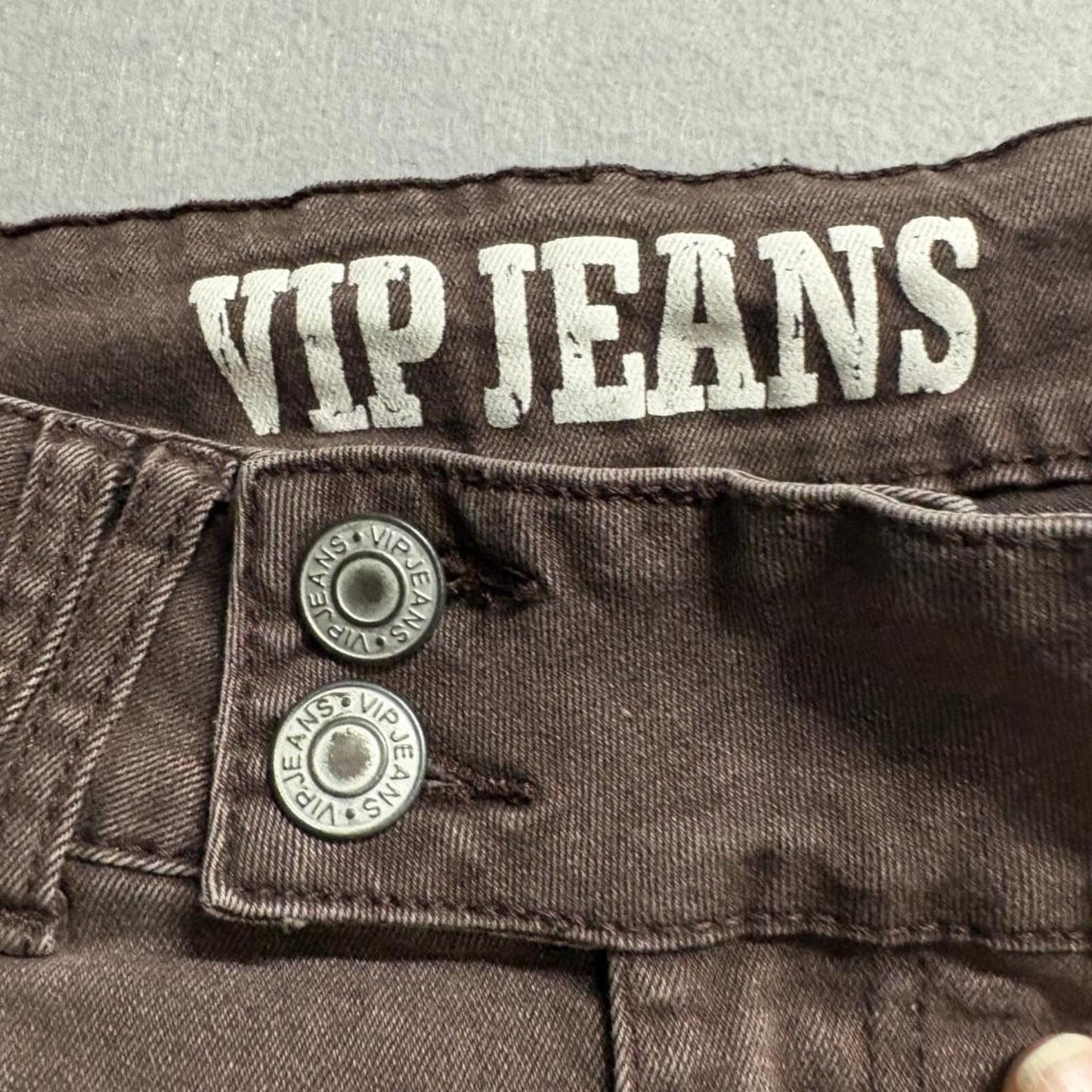 VIP Jeans Womens Size 13/31 Brown Flare Stretch Denim Pants High Rise Y2K Style
