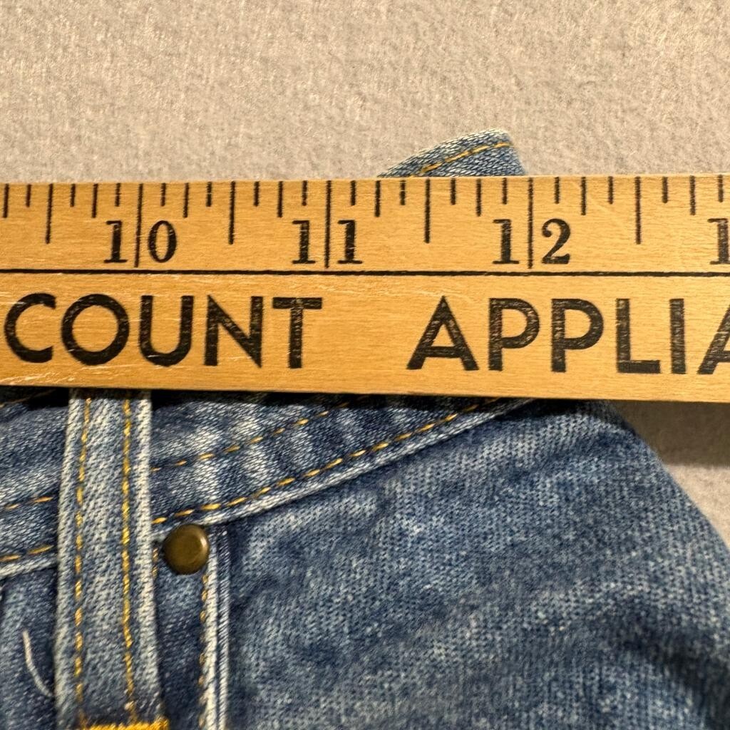 Vintage QPS Jeans Womens 4 Petite Blue Denim High Rise Tapered Leg Ankle Strap