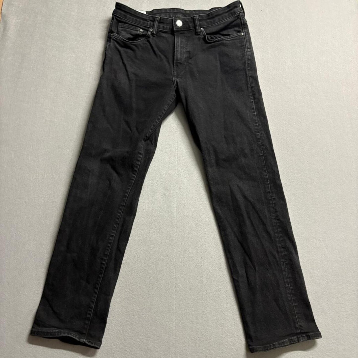 H&M Straight Regular Fit Jeans Mens 33x32 Black Denim Pants