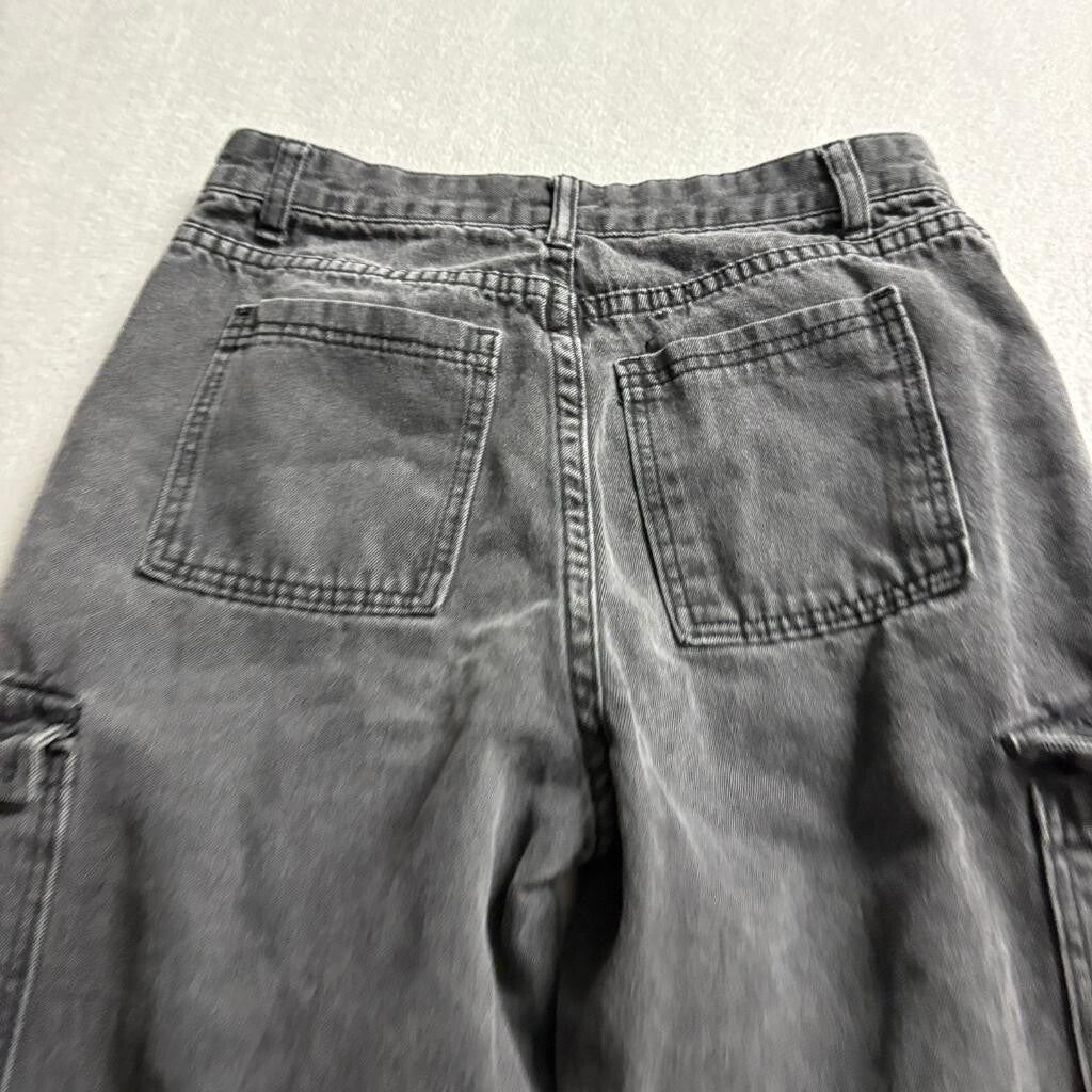 Shein Womens Cargo Jeans Size US 4 Gray Denim Wide Leg High Rise Utility Pants