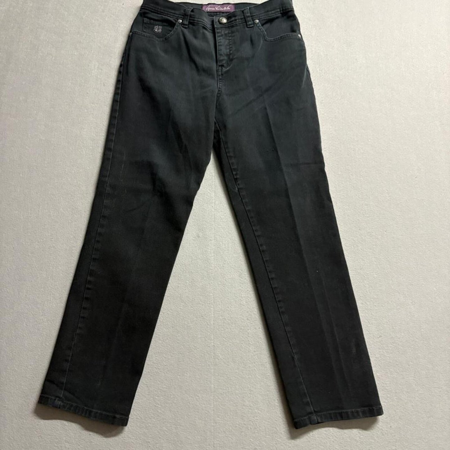 Gloria Vanderbilt Amanda Jeans Womens 6 Short Black Denim High Rise Straight Leg
