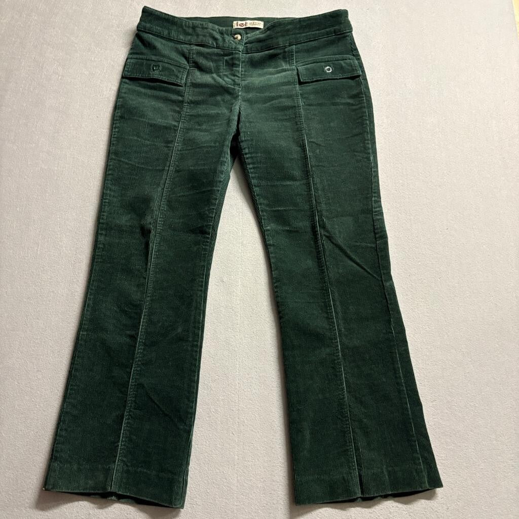 L.E.I. Corduroy Pants Womens 11 Green Flare Leg Low Rise Y2K Stretch Cord