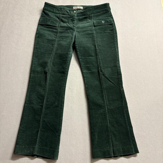L.E.I. Corduroy Pants Womens 11 Green Flare Leg Low Rise Y2K Stretch Cord