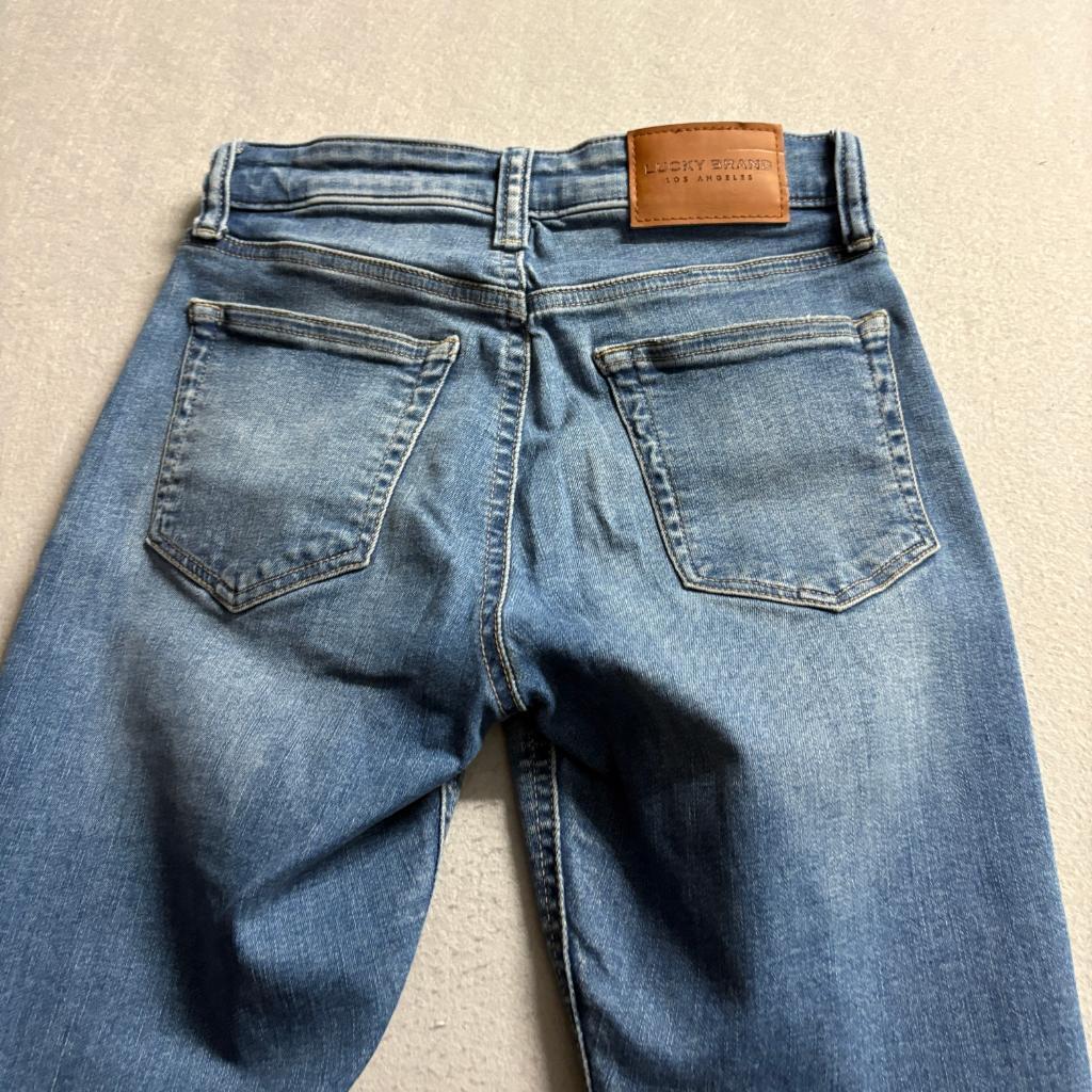 Lucky Brand Bridgette High Rise Skinny Jeans Womens 0/25 Blue Button Fly Raw Hem