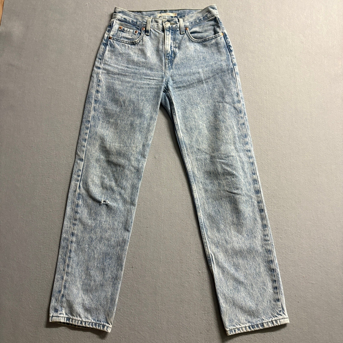 Levis Low Pro Straight Jeans Womens 24 Blue Acid Wash Denim Distressed