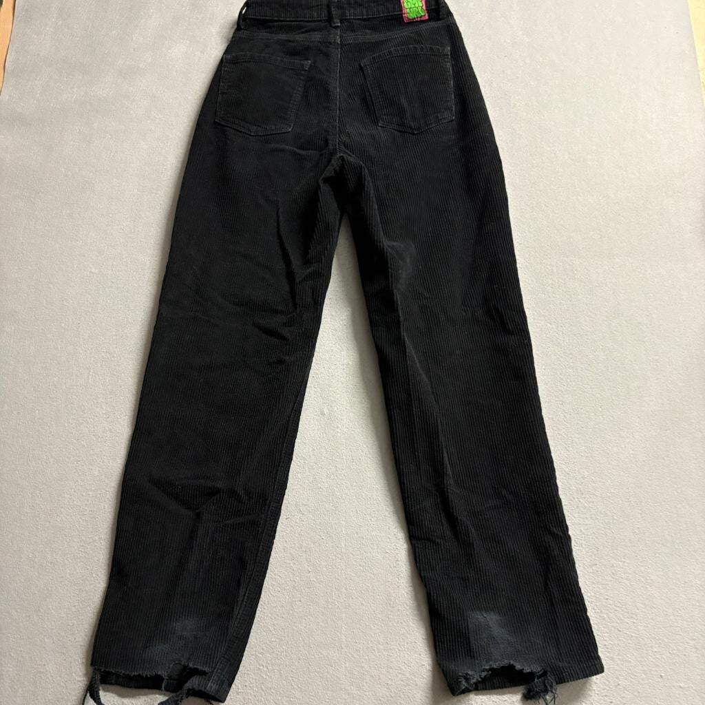 Empyre Tori Corduroy Pants Womens Size 2 Black Skate Streetwear Wide Leg
