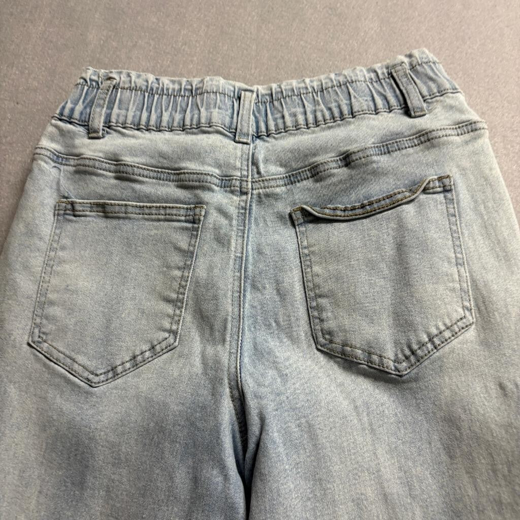 Simple Society Jogger Jeans Womens Size 7/28 Light Wash Elastic Waist Denim