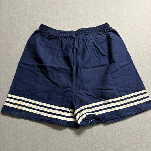 Vintage Key Elements Mens Large Navy Blue White Stripe Athletic Shorts Made in
