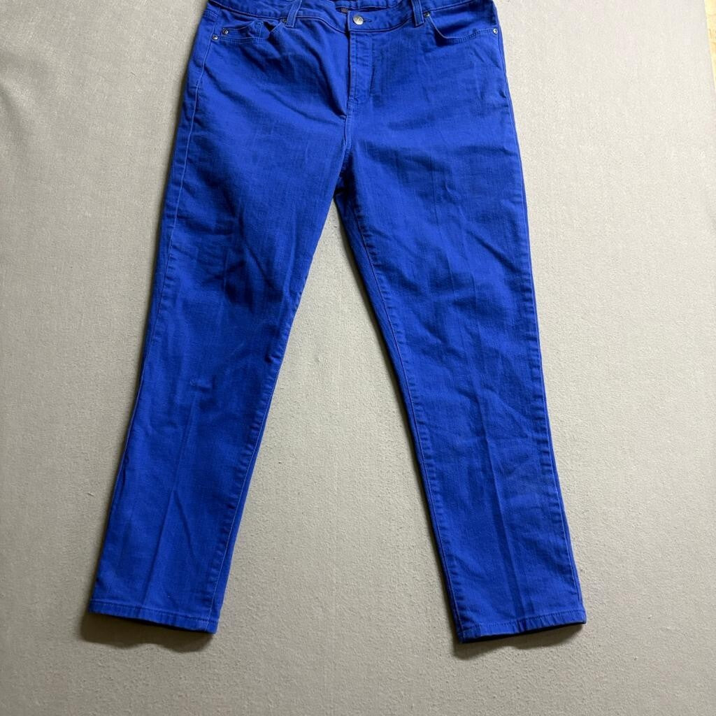 NYDJ Womens Pants Size 16 Blue Cotton Blend Stretch Cropped Straight Leg