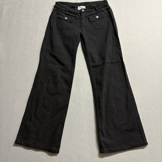 Princess Polly Womens Black Wide Leg Pants Size US 4 Recycled Cotton Stretch