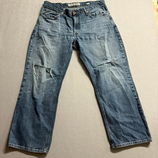 Ariat M4 Legacy Jeans Mens 36x30 Blue Distressed Relaxed Bootcut Denim
