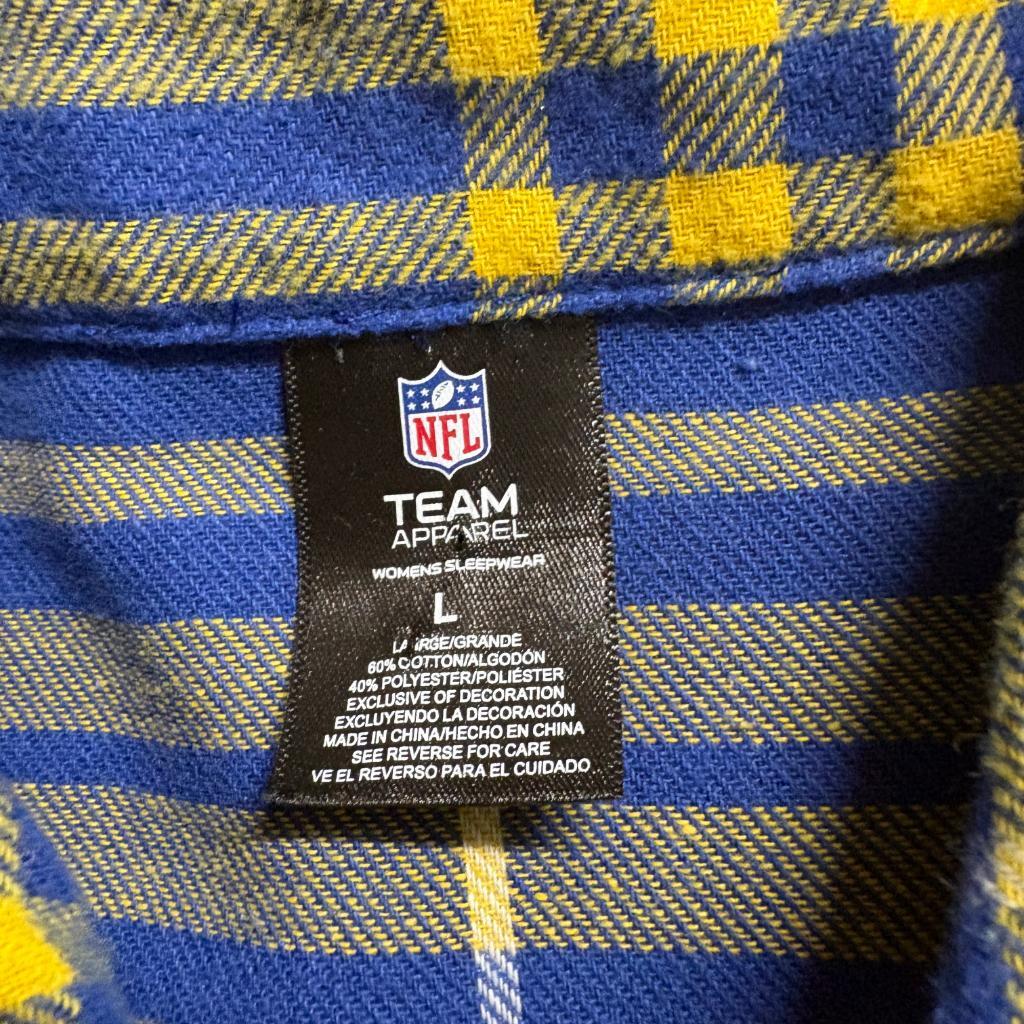 Los Angeles Rams NFL Team Apparel Womens Flannel Sleepwear Shirt Large Blue