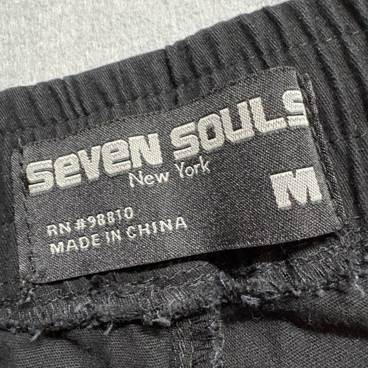 Seven Souls Mens Cargo Jogger Pants Medium Black Drawstring Stretch Twill Cuffed
