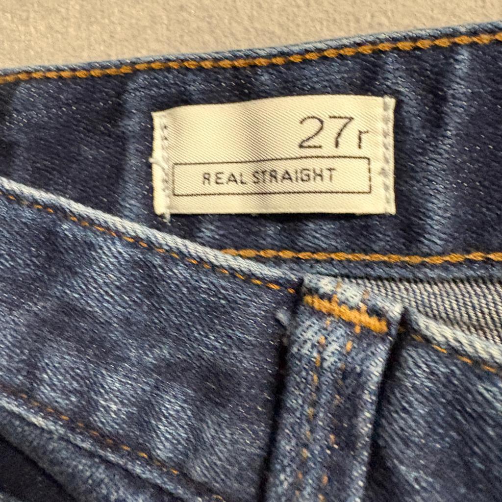 Gap 1969 Real Straight Jeans Womens 27 Regular Blue Denim Stretch Mid Rise