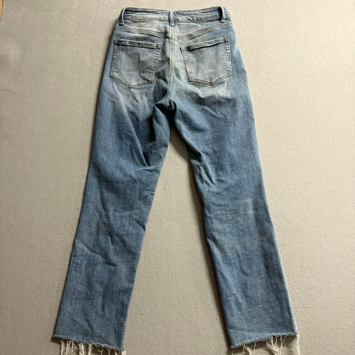 Flying Monkey High Rise Straight Leg Jeans Womens Size 26 Blue Raw Hem Stretch