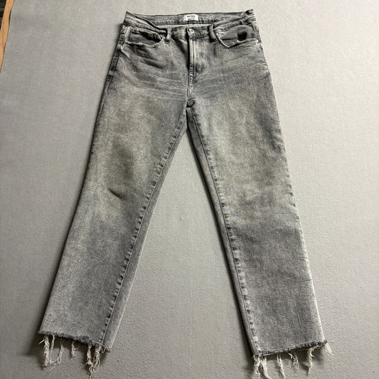 Kensie Jeans Womens Size 8 29 High Rise Slim Straight Frayed Raw Hem Grey Denim