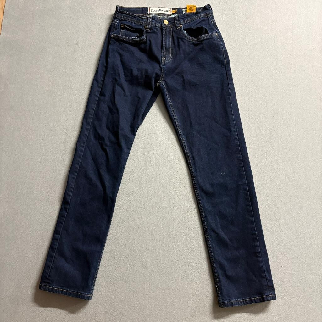 Tailor Vintage Westport Straight Fit Jeans Mens 28x30 Dark Wash Stretch Denim