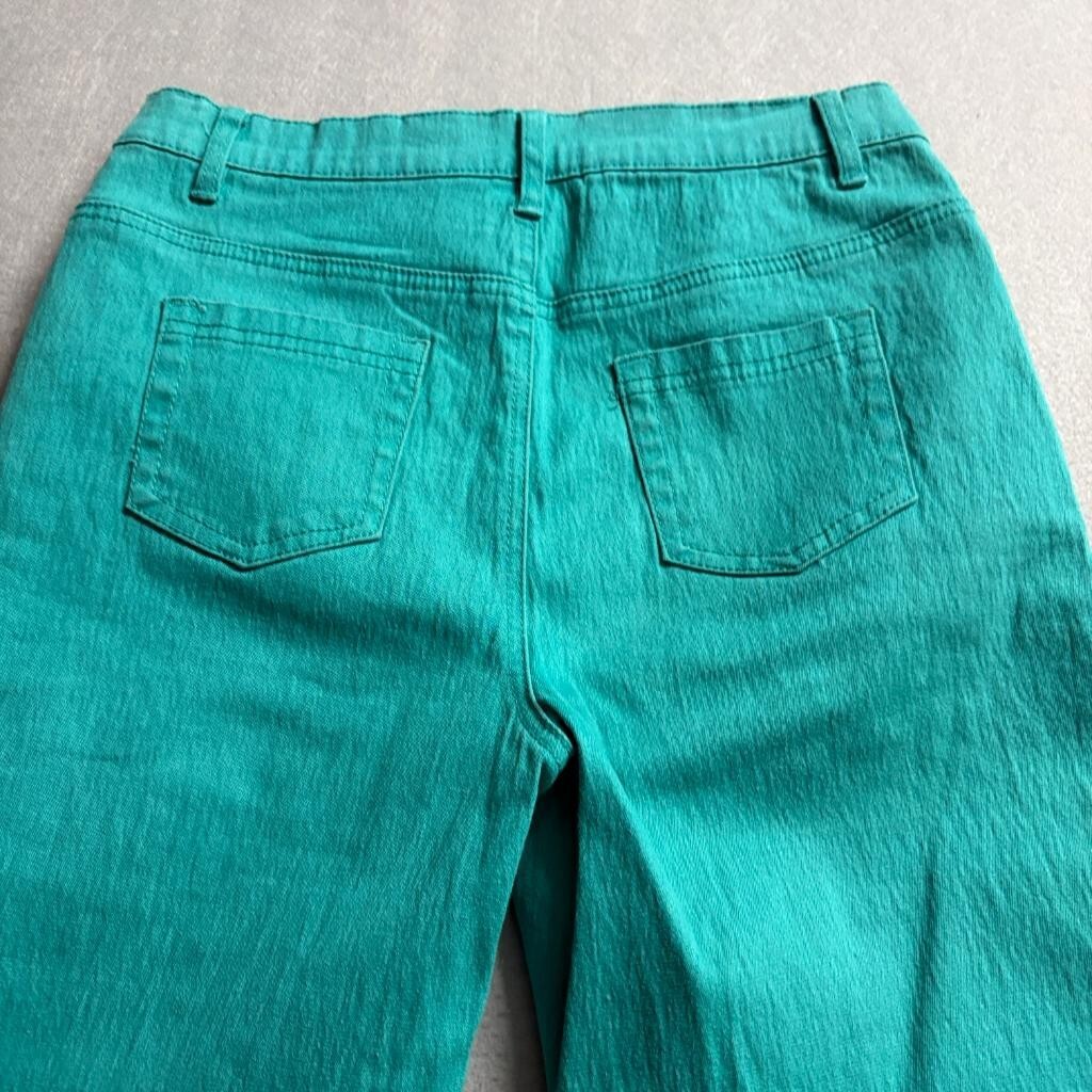 DG2 by Diane Gilman Jeans Womens Size 6 Green Ramie Cotton Blend Straight Leg