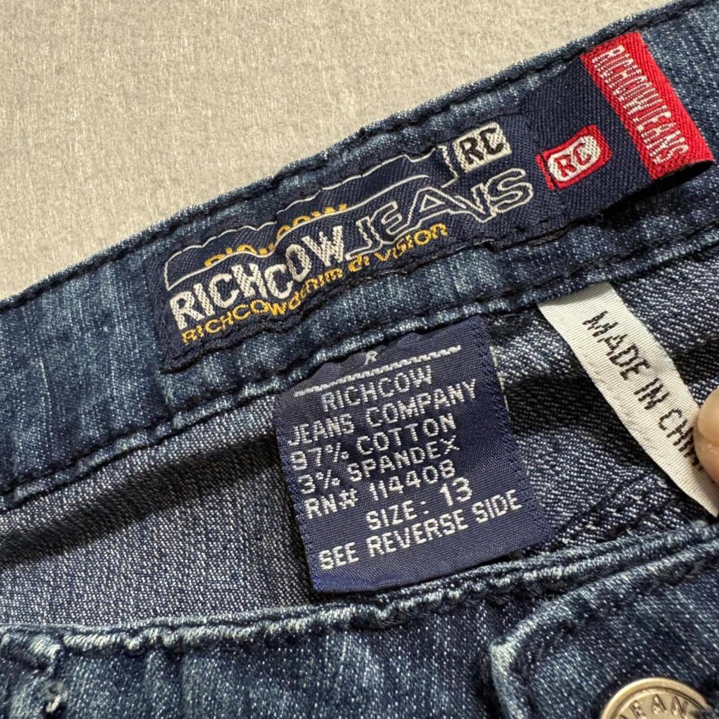 Richcow Jeans Womens Size 13 Blue Distressed Stretch Denim Skinny Leg Pants