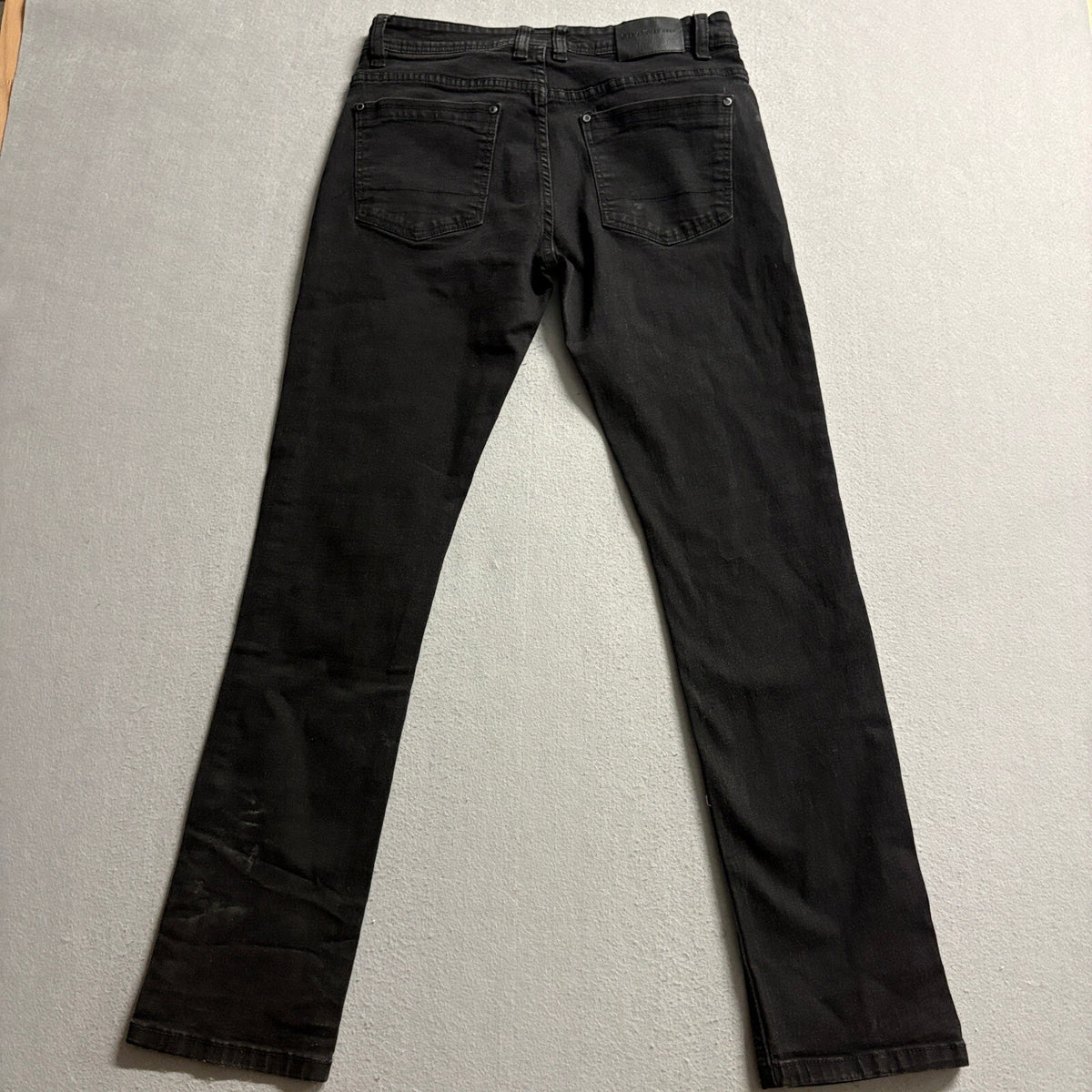 Steve's Jeans Mens 31x32 Black Slim Stretch Denim Pants Zipper Pocket Casual