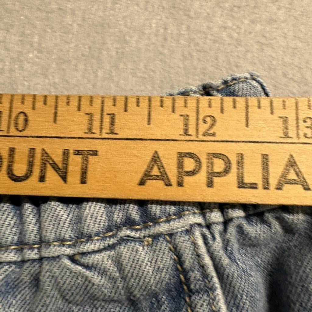 Simple Society Cargo Jeans Womens 3/26 Blue Denim Elastic Waist Utility Pants