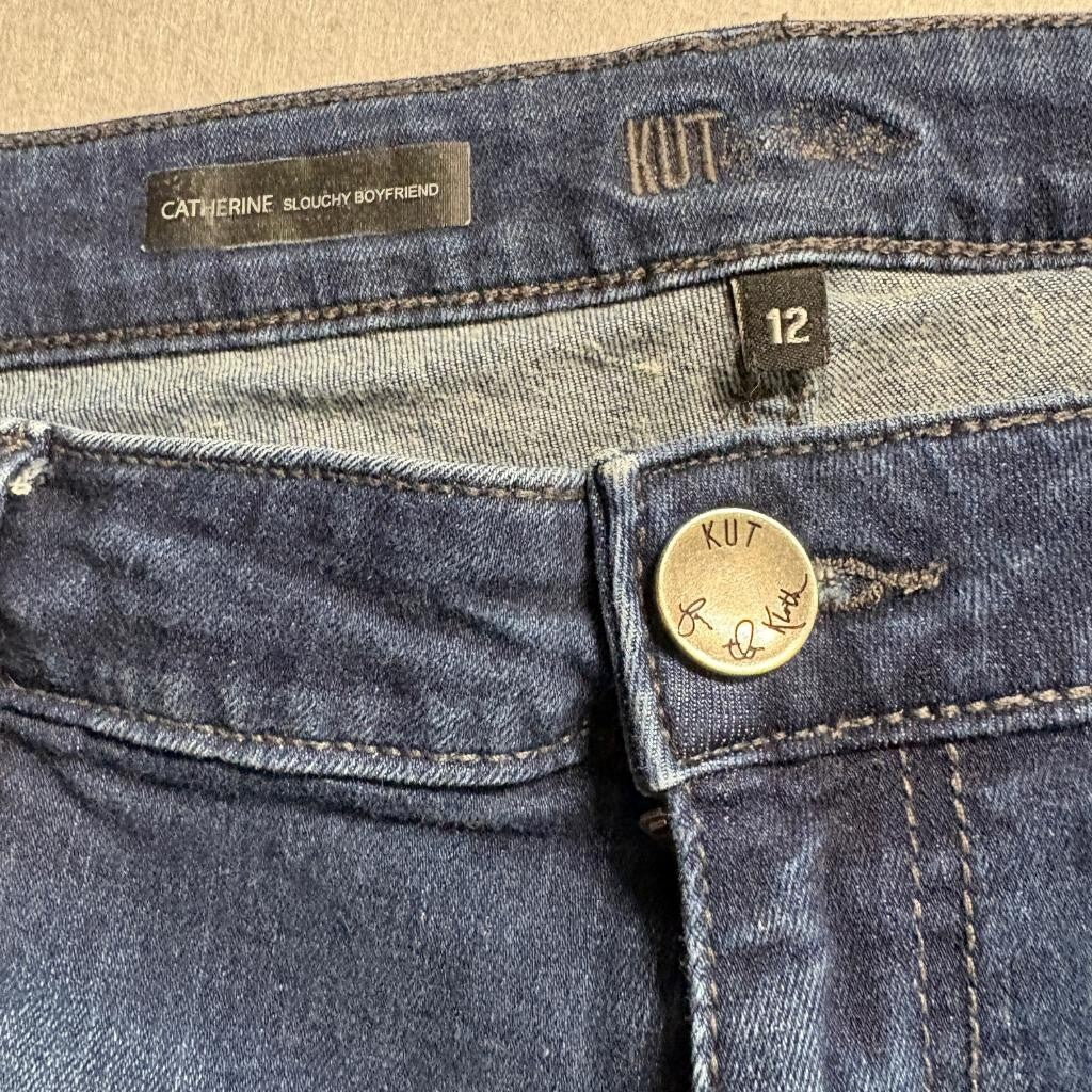 Kut from the Kloth Catherine Slouchy Boyfriend Jeans Womens 12 Distressed Blue