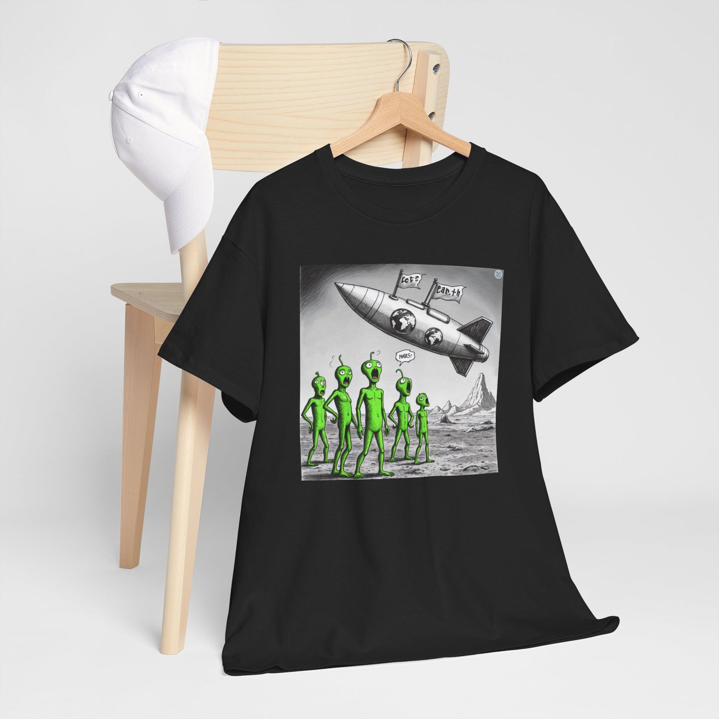 Earth Mars Aliens Unisex Heavy Cotton Tee