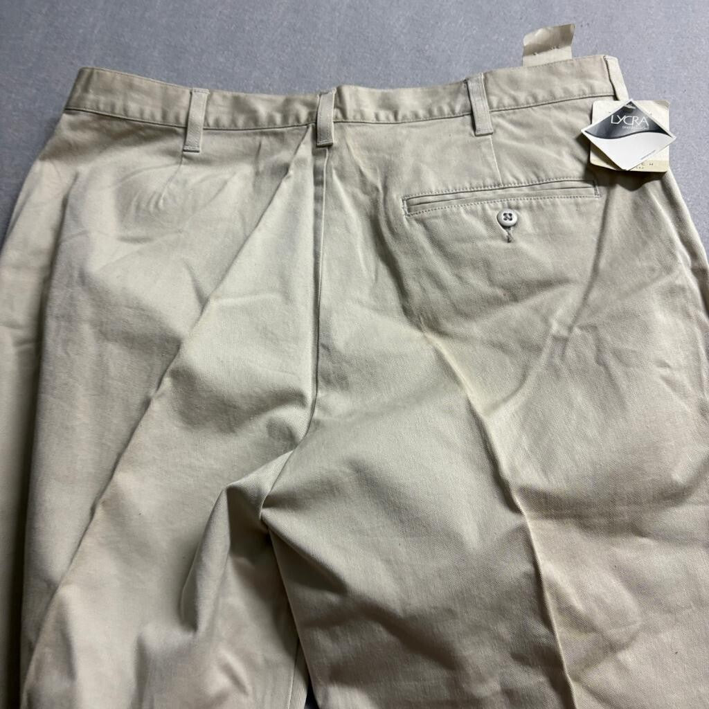 Merona Stretch Chino Pants Mens 38x30 Stone Beige Cotton Lycra Flat Front NWT