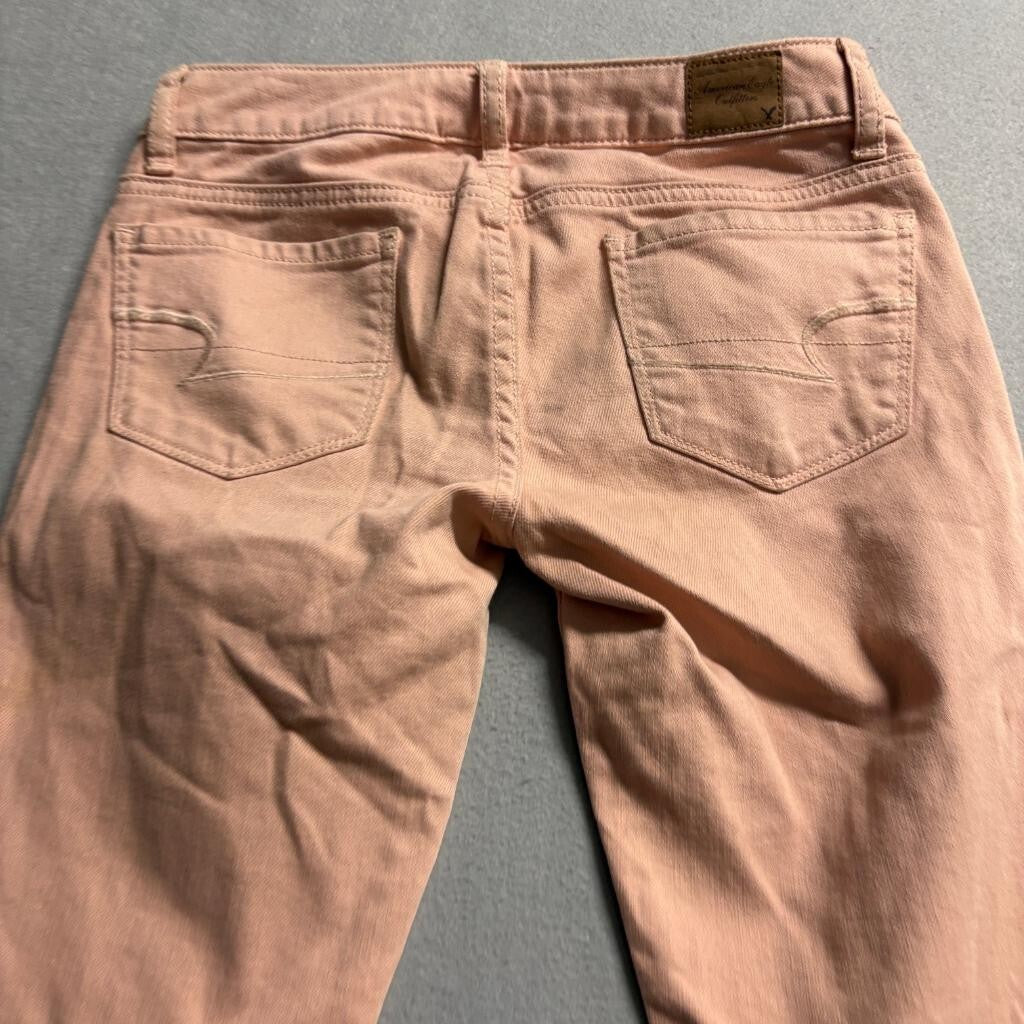 American Eagle Stretch Skinny Jeans Womens 00 Pink Peach Denim Low Rise