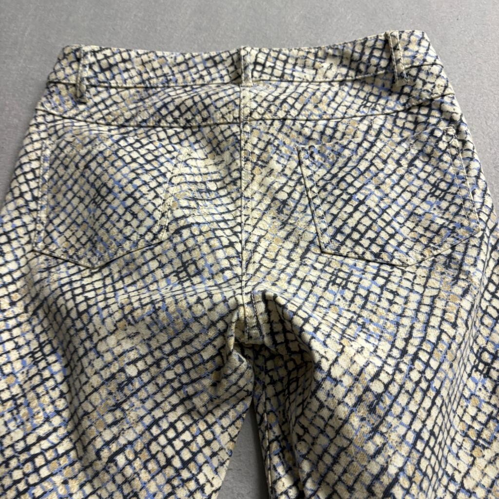 J.McLaughlin Womens Pants Size 2 Blue Beige Snakeskin Print Cotton Stretch Slim