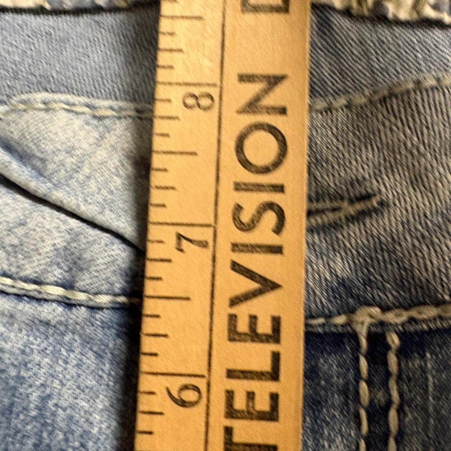 Paris Blues Jeans Womens 13 Blue Denim Low Rise Straight Leg Stretch Floral Trim