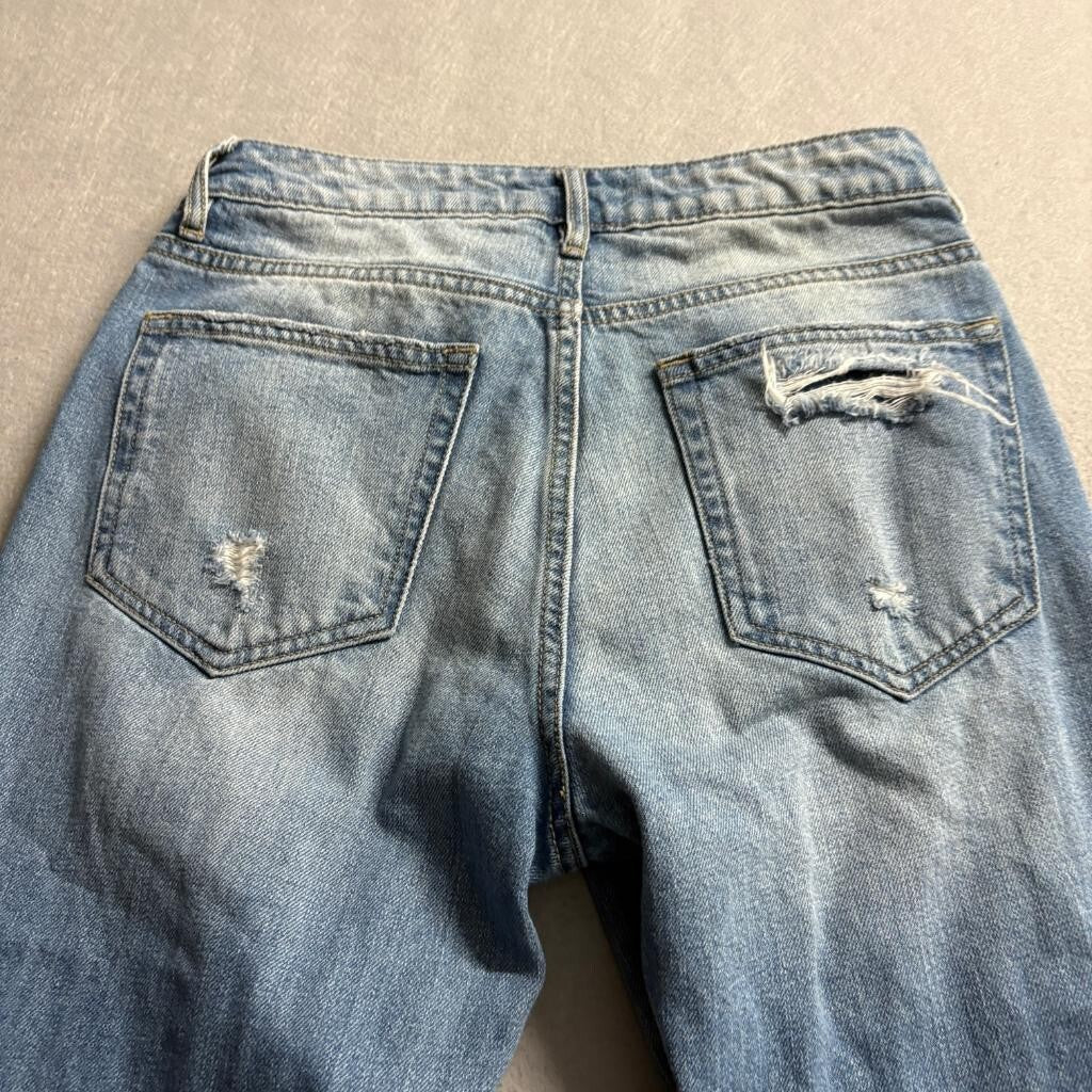 Carly Jean Los Angeles Chrissy Distressed Jeans Womens Size 3 Blue Denim Frayed