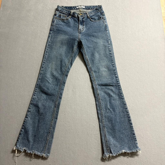 A.P. Studio Womens Jeans Size 1 Blue Denim Raw Frayed Hem Straight Leg Korea