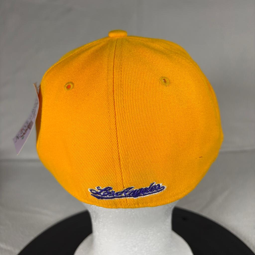 Los Angeles Lakers Yellow Fitted Hat 7 1/4 Down Town LA Purple Embroidered Cap