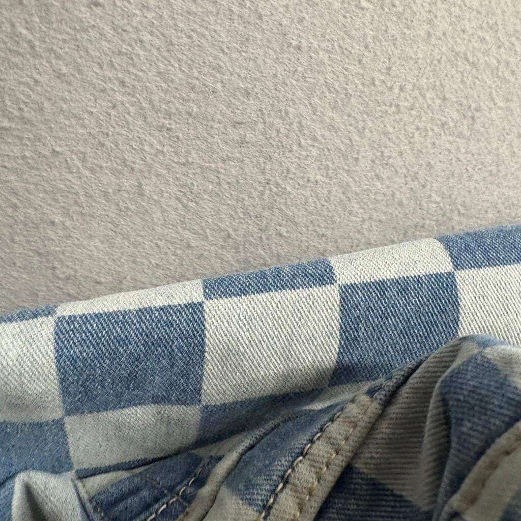 Forever 21 Checkered Jeans Womens 30 Blue White Checkerboard Straight Leg Denim