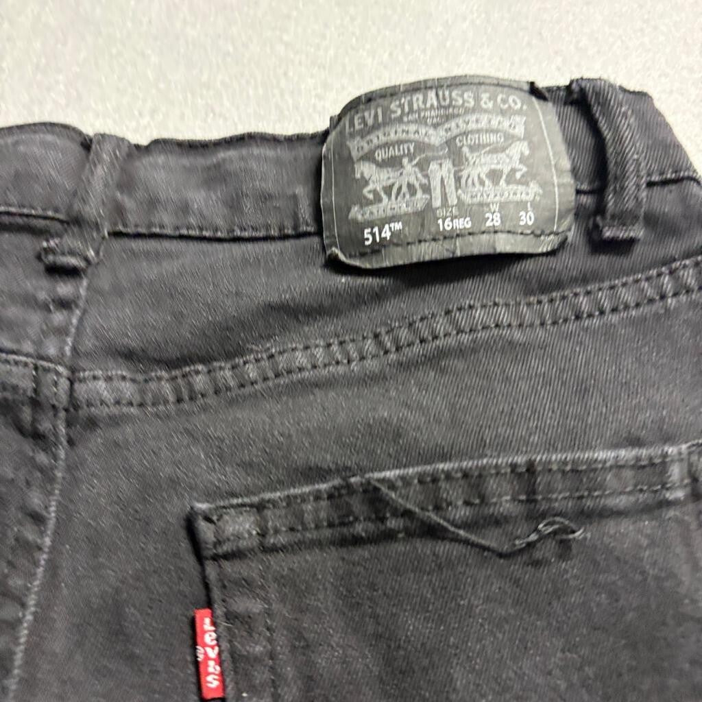 Levi's 514 Straight Leg Jeans Boys Size 16 Reg W28 L30 Black Performance Denim