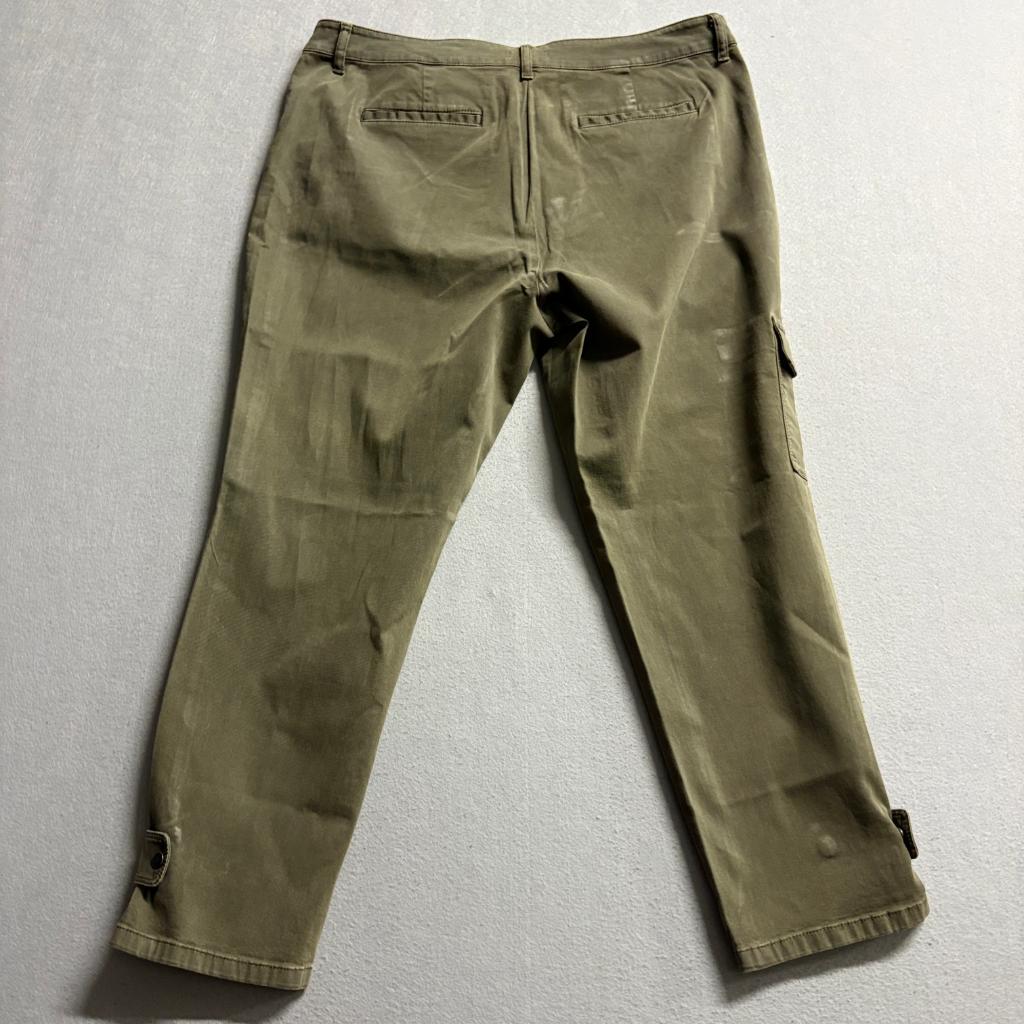 J. Jill Women's Size 16 Petite Green Cotton Stretch Utility Cargo Pants Ankle