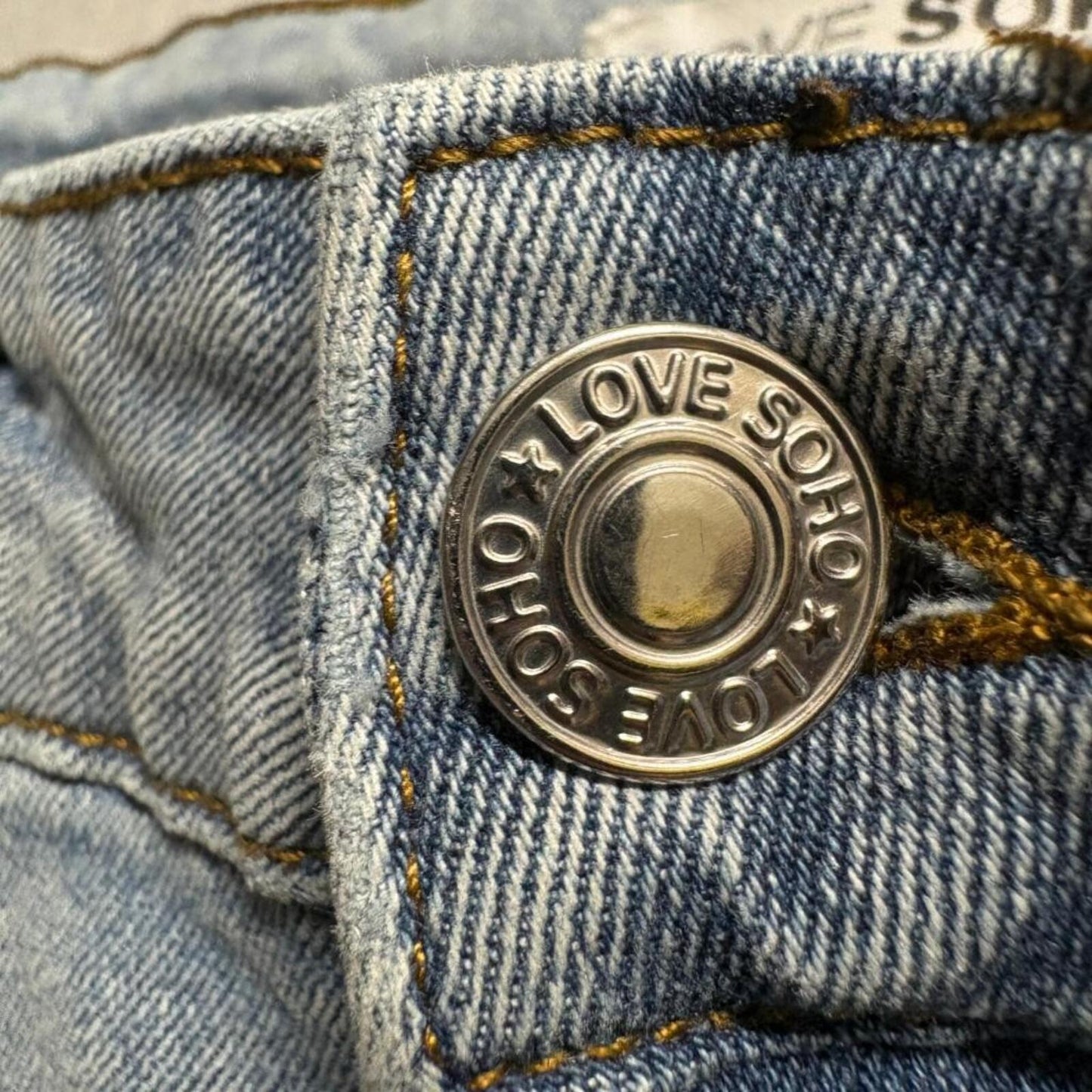 Love Soho Lace Up Side Jeans Womens Size 3 Light Wash Wide Leg Denim Stretch