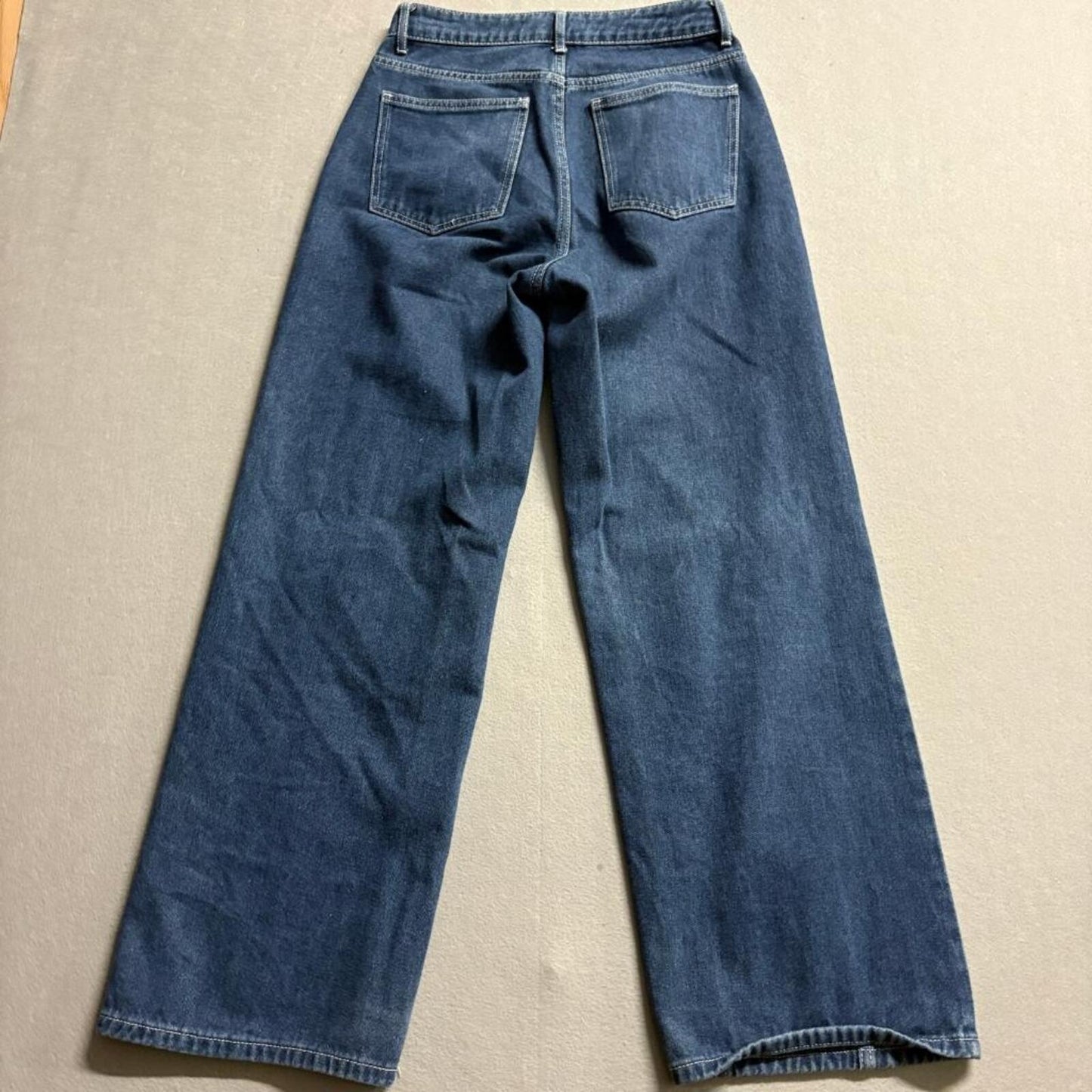 SHEIN Wide Leg Jeans Womens Size 27 Blue High Rise Seam Detail Denim Pants