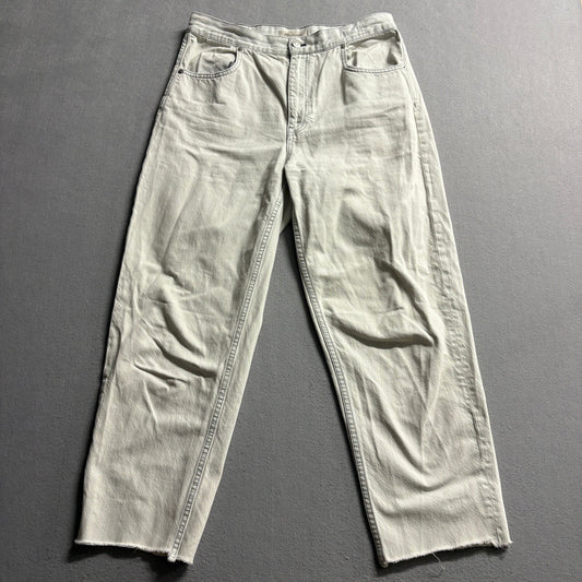 Madewell Tapered Wide Leg Jeans Womens 30 Off White Raw Hem 100% Cotton Denim