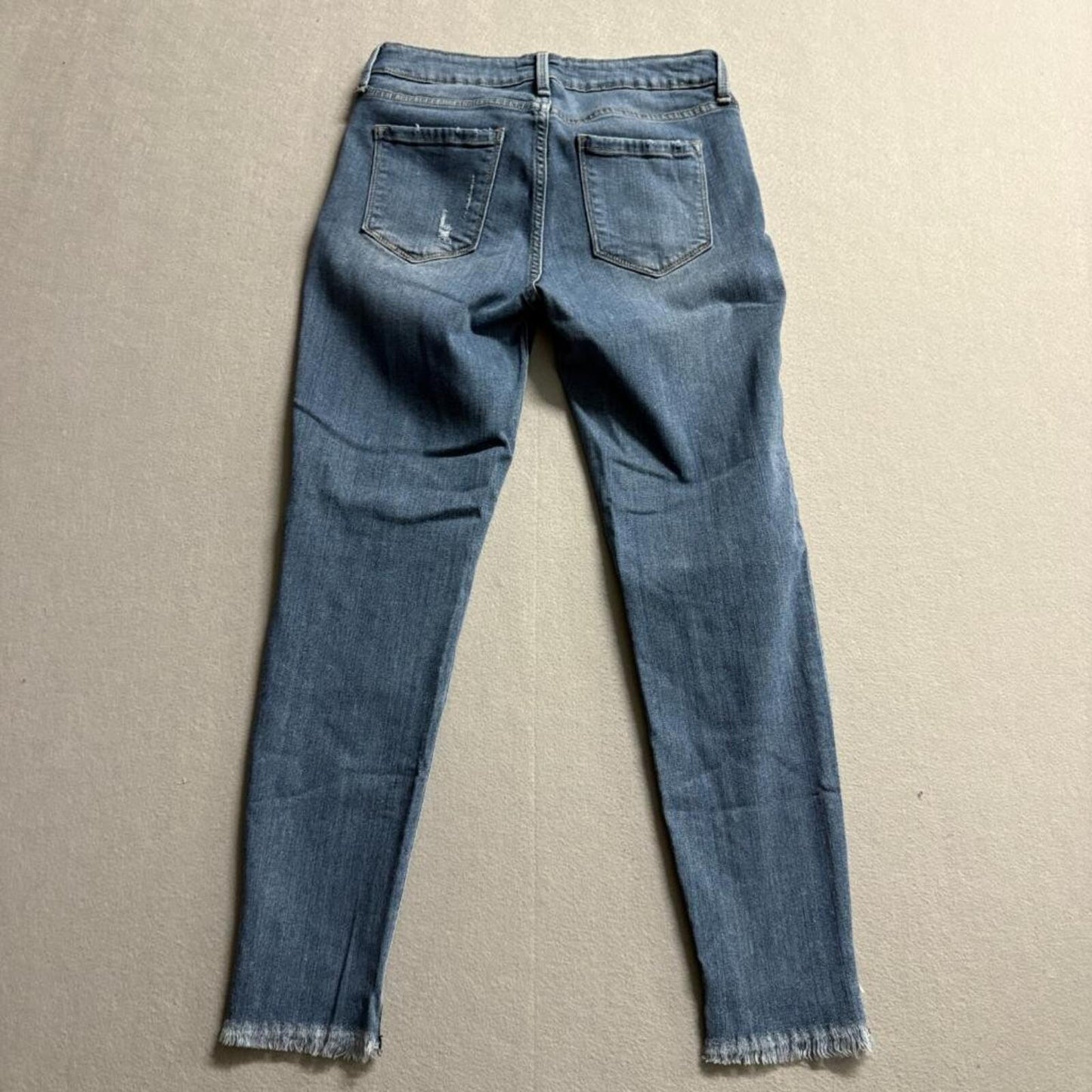 Just Black Denim JBD Distressed Skinny Jeans Womens Size 27 Blue Fringed Step