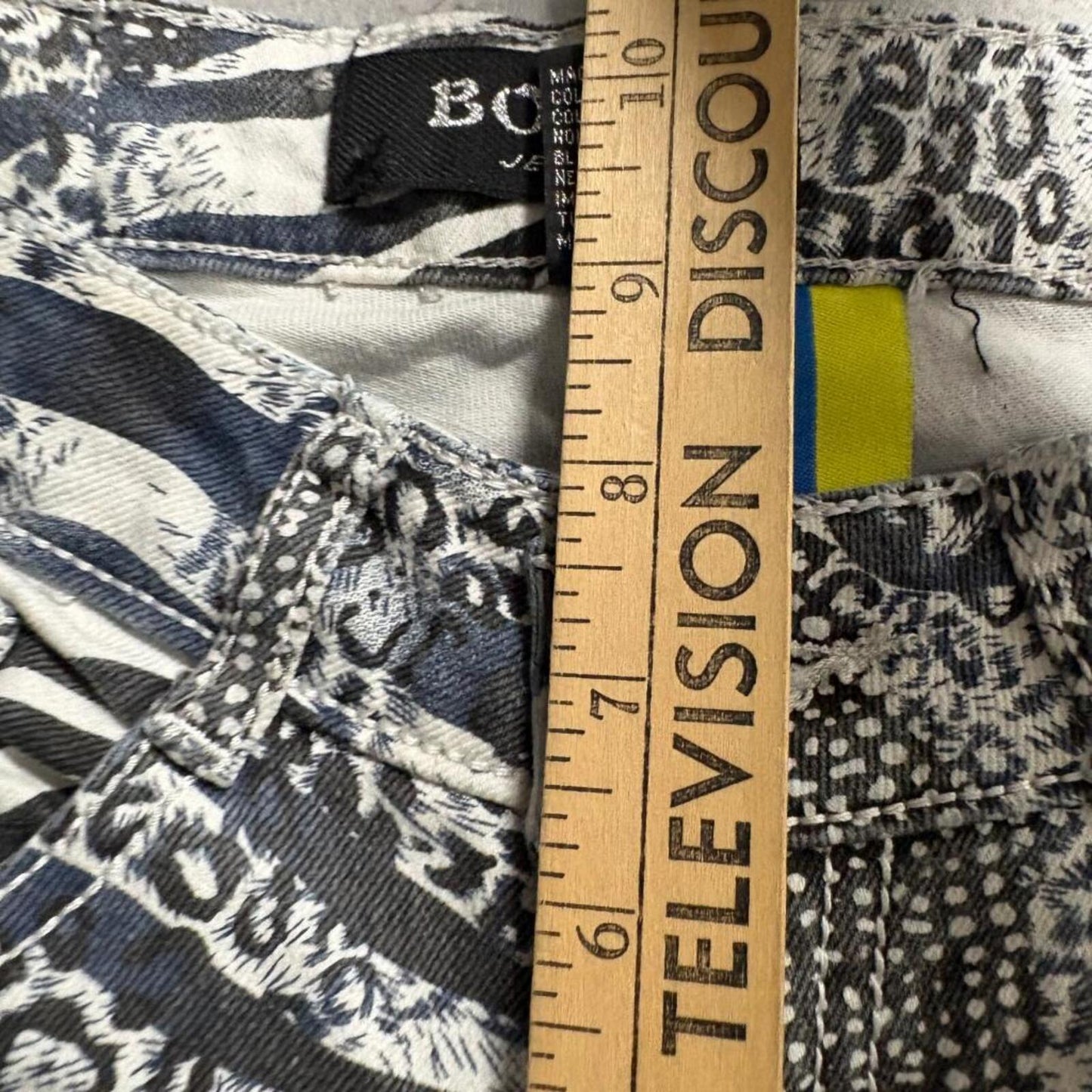 Bour Jeans Womens Size 1 Animal Print Skinny Denim Pants Zebra Leopard Patchwork