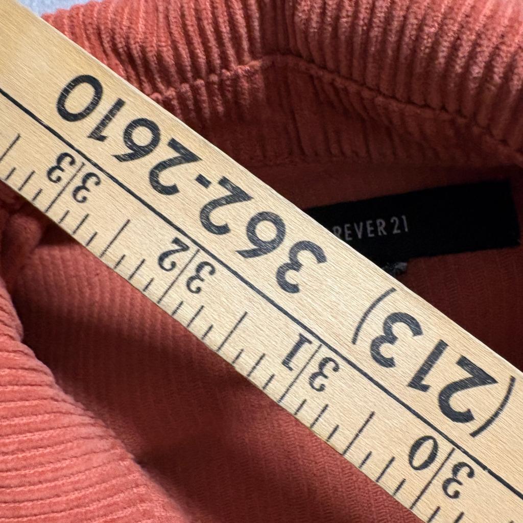 Forever 21 Corduroy Cropped Jacket Womens Medium Rust Orange Raw Hem Button Up