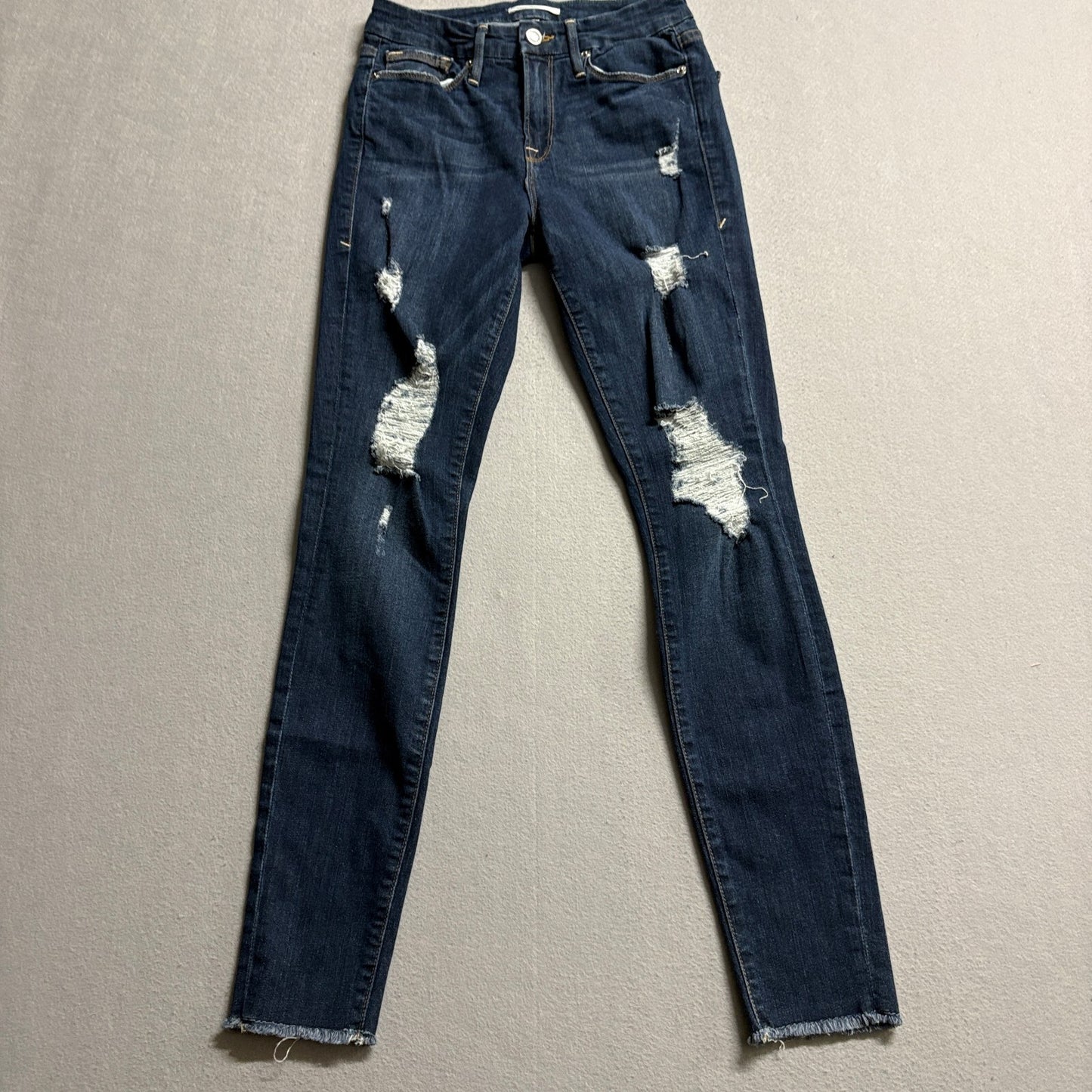 Good American Good Legs Skinny Jeans Distressed Raw Hem Sz 2/26 Classic