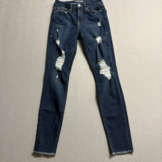 Good American Good Legs Skinny Jeans Distressed Raw Hem Sz 2/26 Classic